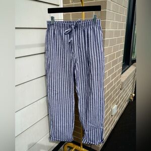 Blue and white stripped high rise trousers